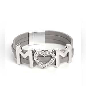 Mom Heart Bracelet - Silver